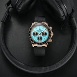 Famous Brand Sky Blue Dial Classics Sapphire Retro Chronograph Stainless Steel Waterproof Men Quartz Watches