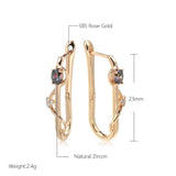 Luxury Fashion 14K Rose Gold filled Colorful AAA Zircon Crystals Long Drop Earrings For Women - Elegant Jewellery