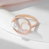 14K Rolled Gold Pearl Round Luxury Ethnic Daily Fine Rings For Women - Fine Jewellery