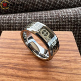 Gear Wheel Blue Carbon Fiber Inlay Unique 6/8mm Tungsten Carbide Wedding Rings