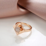 New Filled 14K Rose Gold Unusual Micro Wax Inlay Spherical AAA Zircon Diamonds  Rings For Women - Trendy Jewellery