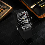 High Range Automatic Mechanical Watches Luminous Luxury Tourbillon Gold Rubber Strap Triangle Skeleton Wristwatches
