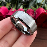Multicolours Beveled Brushed 6m/8mm Classic Tungsten Wedding Rings for Men Women