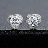 Elegant Heart Shape Flower 1ct D Colour Moissanite Diamonds Earrings for Women - Silver Sparkling Fine Jewellery - The Jewellery Supermarket