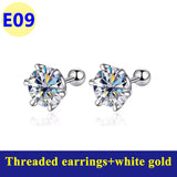 925 Sterling Sliver High-end Crown Moissanite Diamond Heart Screw Stud Earrings For Women