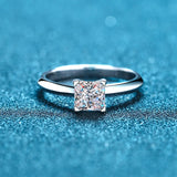 Brilliant 2 Carat D Colour VVS1 Princess Cut Moissanite Diamond Silver Ring