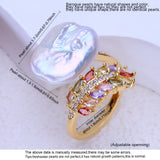 Big Baroque Natural Freshwater Pearl AAA Zircon Crystals Gold Colour Rings
