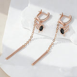 14 Karat  Gold Filled With AAA Zircon Diamonds Trendy Long Tassel Birdie Dangle Earrings