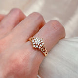 Luxury Hexagon Cut 14K Filled Rose Gold AAA Zircon Diamonds Full Paved Ring - High Quality Jewellery