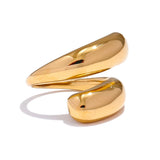 18K Gold Plated Chic Unique Stainless Steel Unusual Simple Sleek Fashion Ring