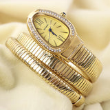 Luxury Fashion Unique Snake Shape Women's Watches - Zircon Diamonds Bling Gold Luxury Quartz Ladies Watches