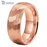 Multi-Faceted Hammered Brushed Finish 4/6/8MM Men Women Tungsten Wedding Rings