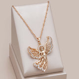 Luxury Fashion 14K Filled Rose Gold AAA Zircon Diamonds Angel Necklace For Women - Very Popular Jewellery