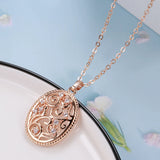 Excellent Hollow Flower 14K Rolled Rose Gold AAA Zircon Diamonds Vintage Style Fine Jewellery Daily Necklace