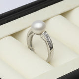 Genuine Real Freshwater Pearl AAA Zircon Diamonds Silver Multicolour Rings