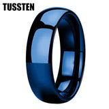 New Arrival Black Blue Domed Polished Finish Tungsten Carbide  Men Women Wedding 6MM/8MM Rings - The Jewellery Supermarket