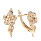 Cute Crystal Flower 14K Filled Rose Gold AAA Zircon Diamonds Dangle Earrings - Creative Daily Fine Jewellery