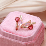 14 Karat Rolled Gold Water Drop Pink AAA Zircon Crystals Stud Earrings Fashion Jewellery