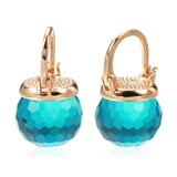 14K Gold Filled New Geometric Spherical Blue AAA Zircon Crystal Pendant Earrings