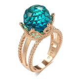 Awesome Elegant Filled 14K Rose Gold  Purple AAA Zircon Crystal Ball Crown Big Ring -  High Quality Fine Jewellery