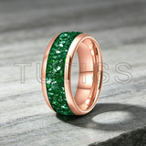 Green Crystal Stone Inlay 10mm Large Size Gold Colour Tungsten Carbide Rings