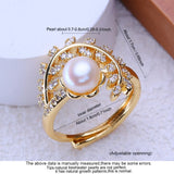 Real Pearl Inside a Floral-Inspired cup AAA Zircon Diamonds 18KGP Rings