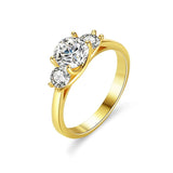 Stunning 1.6ct 3 Stones 14KGP Moissanite Diamonds Ring - Sparkling Sterling Silver 925 Wedding Engagement Jewellery