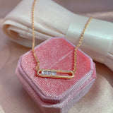 Modern Fashion Filled 14K Rose Gold AAA Zircon Diamonds Square Pendant Necklace - Daily Fine Jewellery