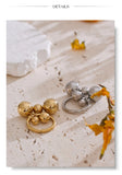 18K Gold Plated Stainless Steel Beads Ball Handmade Ring Trendy Charm Jewellery