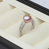 Genuine Real Freshwater Pearl AAA Zircon Diamonds Silver Multicolour Rings