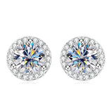 Sparkling 0.5-1-2 Carat Moissanite Diamonds Unisex Silver Stud Earrings