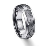 New Arrival 8mm Brushed Domed Diagonal Grooves Tungsten Carbide Rings - Wedding Engagement Ring