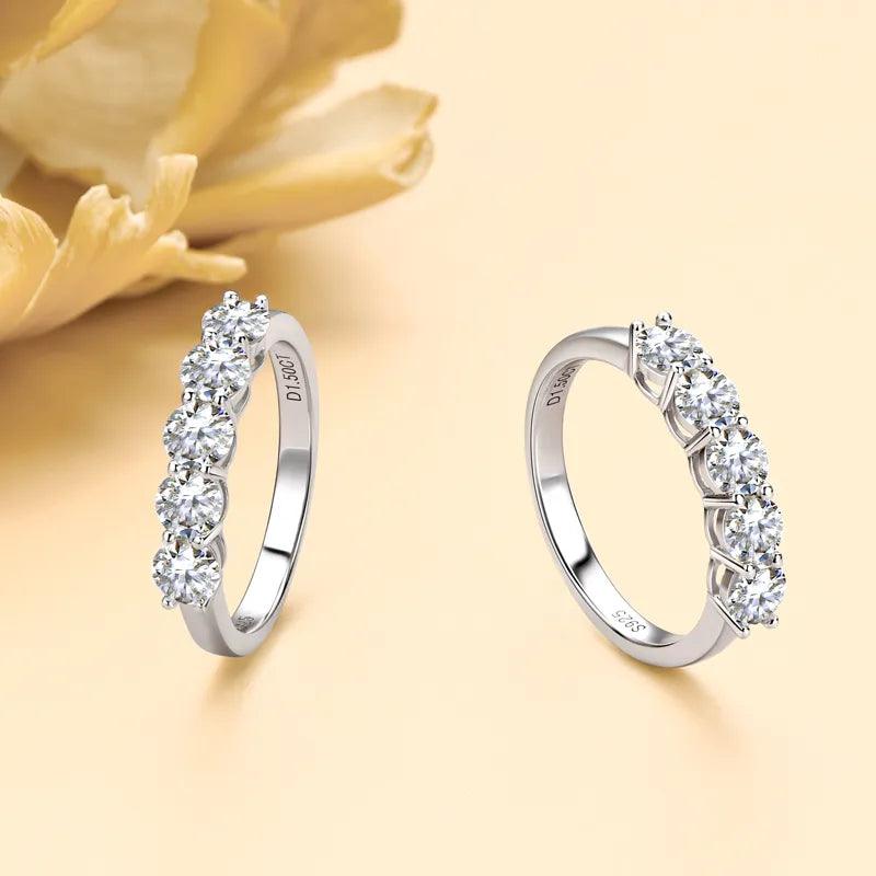 Dazzling 5 Stone 4mm D Colour Moissanite Diamonds Half Eternity Silver Wedding  Engagement Rings Fine Jewellery - The Jewellery Supermarket