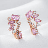 14 Karat Gold Filled Shiny Pink AAA Zircon Crystals Earrings For Women Fine Jewellery