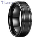 Grooved Stepped Finish 4 Colors 8mm Men Women Tungsten Satin Wedding Rings