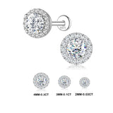 Sterling Silver Six Claws Sparkling Moissanite Diamonds Flat Back Stud Earrings