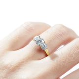 Dazzling 3-Stone VVS1 D Colour Moissanite 925 Silver Engagement Wedding Ring