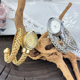 Luxury Fashionable Hollow Snake Wrapping Open Bracelet Elegant Quartz Watch