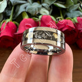 Pipe Cut Polished Finish Groove Inlay Silver Colour Men Women Tungsten Wedding Rings