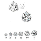 Sterling Silver Moissanite Diamonds Multi-Size Round Cartilage Tragus Stud Earrings