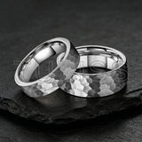 Flat Two Colors Hammered 6/8mm Tungsten Wedding Rings for Men and Women
