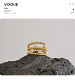 18K Gold Plated Exquisite Stainless Steel AAA Cubic Zirconia Multi Layer Stylish Ring