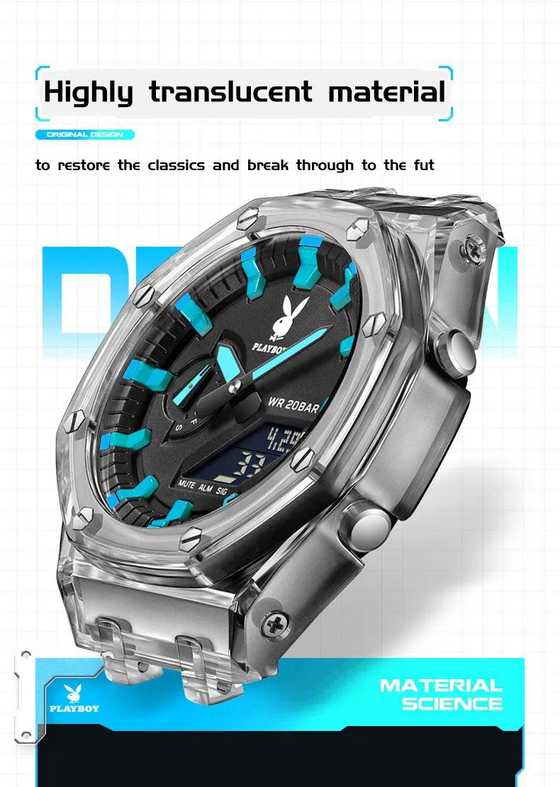 Top Brand Luxury Sports Waterproof Electronic Mens Watches - Rubber Strap Casual Mens Wristwatch - The Jewellery Supermarket