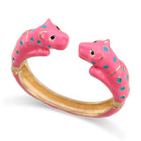 Unique Design Double Leopards Sweet Colorful Cuff Bracelet for Women Girls Gold Plated Fashion Bangle Jewelry Gift