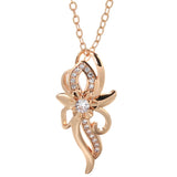 14K Gold Filled Vintage Style Hollow Flower AAA Zircon Diamonds Fine Pendant Necklace