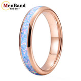 Rainbow Fire Opal Inlay 4/6/8mm Tungsten Carbide  Men Women Comfort Fit Rings