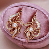 Luxury Micro Inlay AAA Zircon 14K Filled Rose Gold Hollow Flower Symmetry Piercing Hoops Clip Earrings