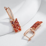 14 Karat Gold Filled Shiny Red AAA Zircon Crystals Square Drop Elegant Earrings For Women