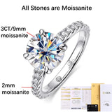 Dazzling Round Cut 3CT Moissanite Diamonds Ring Sets, 925 Sterling Silver GRA Certified Stackable Wedding Jewellery