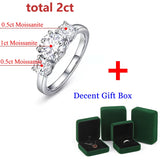 Sparkling White Gold Plated 4/2CT Moissanite Lab Grown Diamonds Rings for Women Wedding Band S925 Silver Jewellery